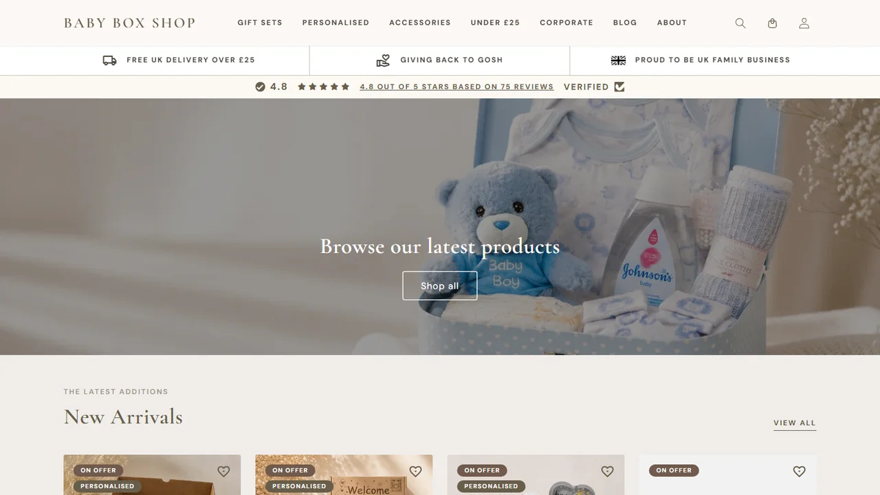 Baby Box Shop homepage