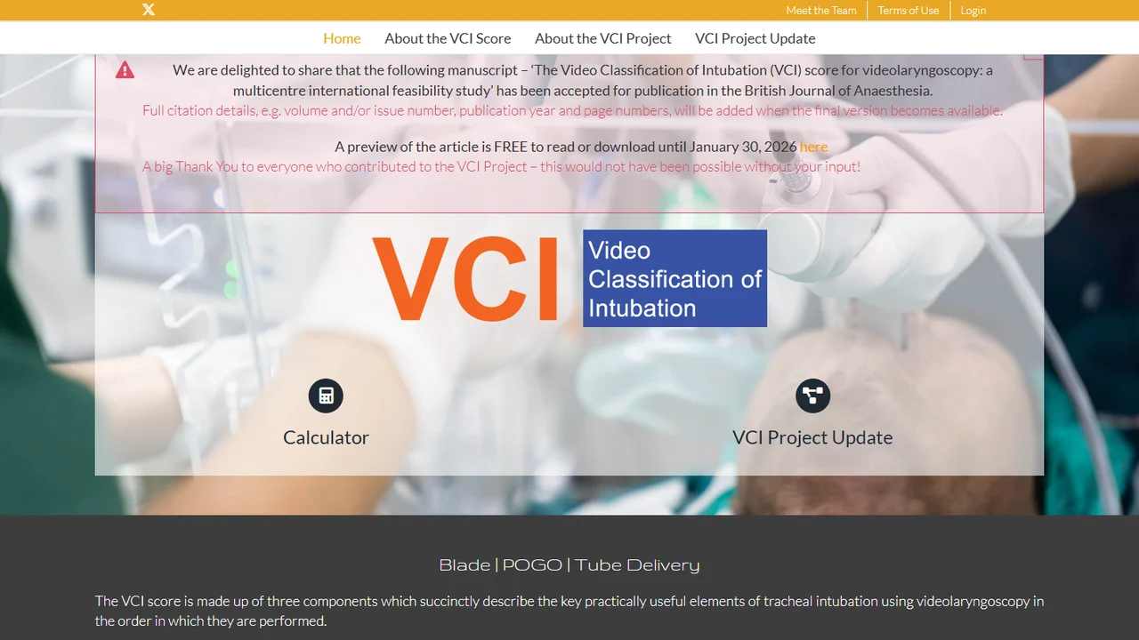 VCI Score Research Platform homepage